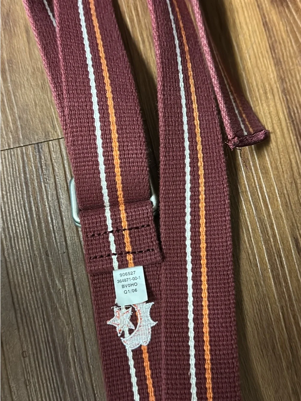 Gap Maroon Striped Canvas Web Belt with Embroidered Graphic S/M (Q1/06)